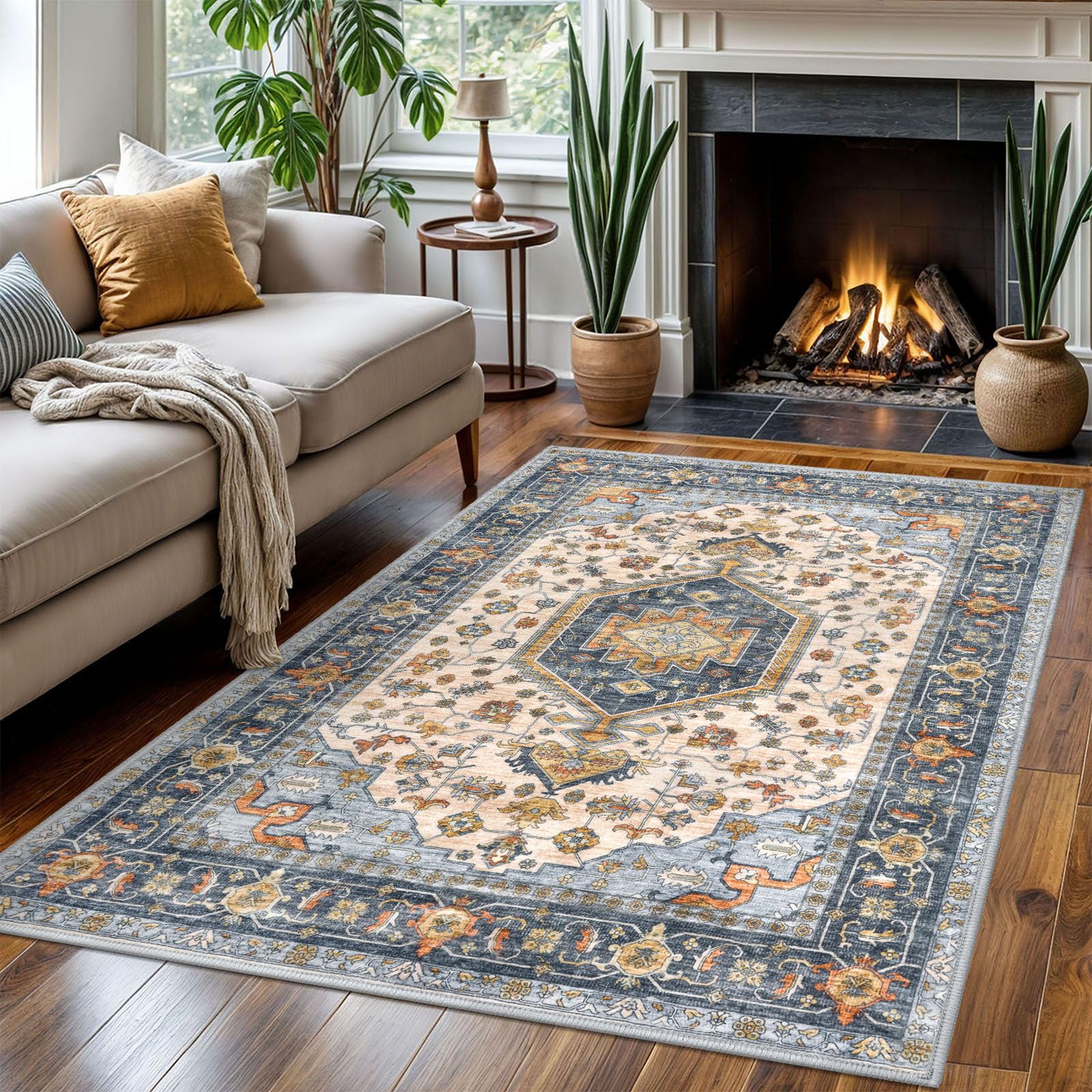 Amazon.com: KUTA Vintage Area Rug 4x6 Living Room, Washable Rugs
